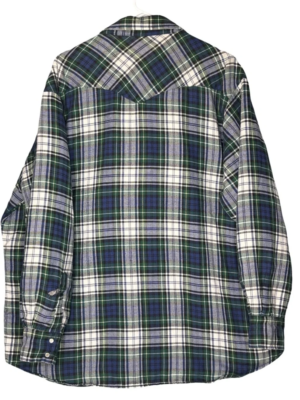 Men's Green Blue Plaid Flannel Quilted XXL Jacket - Picture 3 of 7